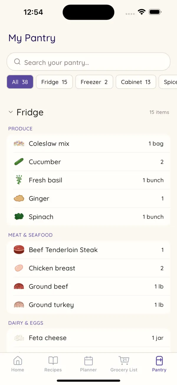 My Pantry: what's in the fridge, freezer and cabinet